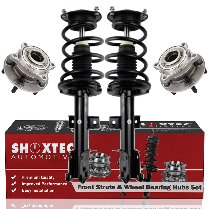 Shoxtec Front Struts Wheel Bearing Hubs Set Replacement for 2010-2012 Hyundai Santa Fe All submodels Repl. Part No. 372713 372712 513266