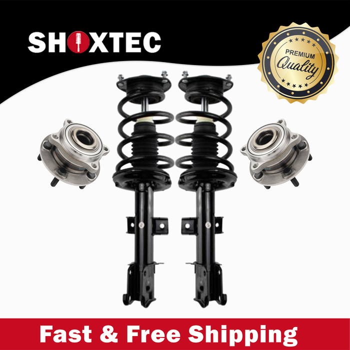 Shoxtec Front Struts Wheel Bearing Hubs Set Replacement for 2010-2012 Hyundai Santa Fe All submodels Repl. Part No. 372713 372712 513266