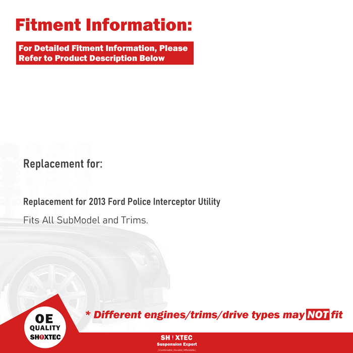 Shoxtec Front Struts Wheel Bearing Hubs Set Replacement for 2013 Ford Police Interceptor Utility Repl. Part No. 372730 372729 512460
