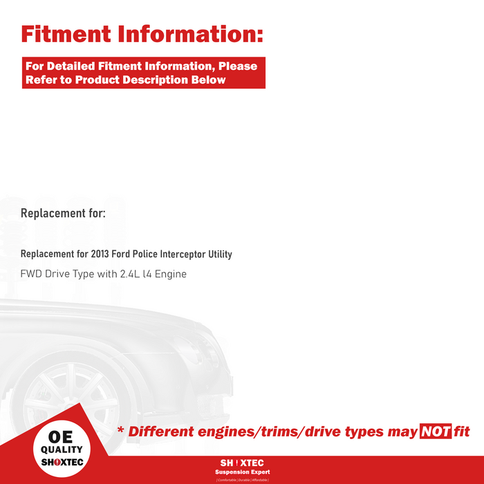 Shoxtec Front Struts Wheel Bearing Hubs Set Replacement for 2013 Ford Police Interceptor Utility Repl. Part No. 372730 372729 513275