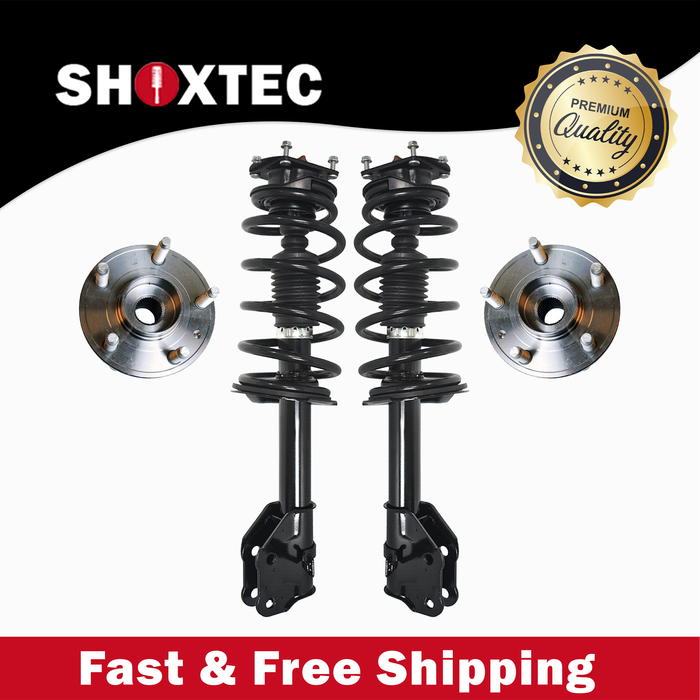 Shoxtec Front Struts Wheel Bearing Hubs Set Replacement for 2011 2012 2013 2014 Ford Edge SubModel with 3.5L V6; 3.7L V6 Engine Repl. Part No. 372889 372888 513275