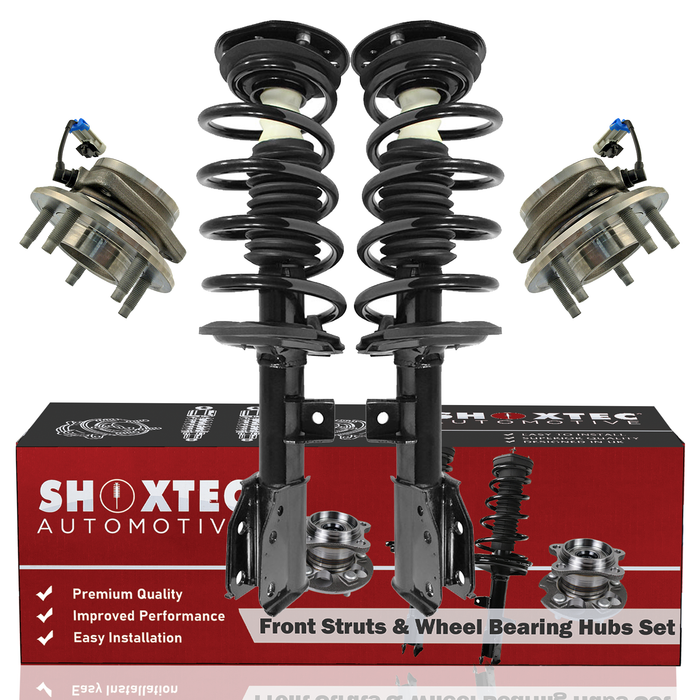 Shoxtec Front Struts Wheel Bearing Hubs Set Replacement for 2012 2013 2015 Chevrolet Captiva Sport; FWD; 2.4L engine Repl. Part No. 472527 472526 513276