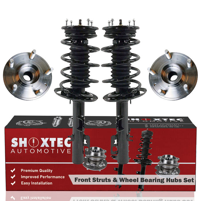 Shoxtec Front Struts Wheel Bearing Hubs Set Replacement for 2010-2011 Ford Flex; AWD, 3.5 Liter V6, Turbocharged Repl. Part No. 472534 472535 513275