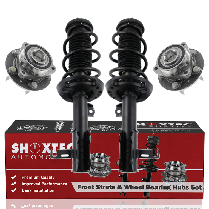 Shoxtec Front Struts Wheel Bearing Hubs Set Replacement for 2013-2016 Buick Verano 2.0L engine Repl Part No.  472664 472663 513316