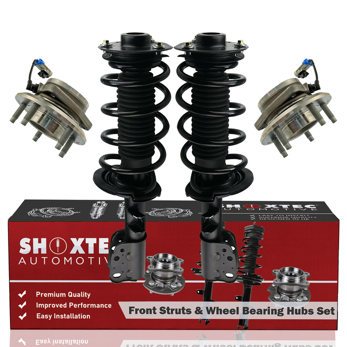 Shoxtec Front Struts Wheel Bearing Hubs Set Replacement for 2012 Chevrolet Captiva Sport; AWD with 3.0L V6 Engine Repl. Part No. 572527 572526 513276