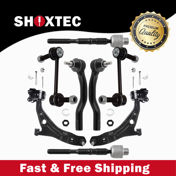 Shoxtec Front End 8pc Suspension Kit Replacement for 2007-2014 Ford Edge; 2007-2015 Lincoln MKX Includes 2 Sway Bars 2 Inner Tie Rods 2 Outer Tie Rods 2 Control Arms