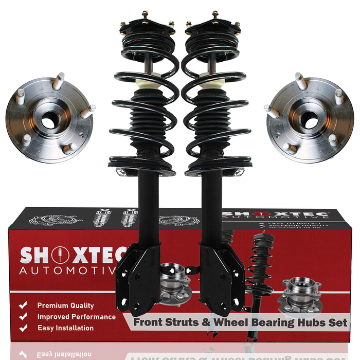 Shoxtec Front Struts Wheel Bearing Hubs Set Replacement for 2012 2013 2014 Ford Edge with 2.0L engine Only Repl. Part No. 572889 572888 513275