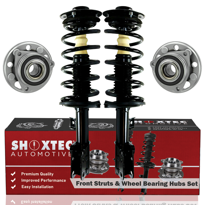 Shoxtec Front Struts Wheel Bearing Hubs Set Replacement for 2010 Chevrolet Equinox; 3.0L V6 Repl Part No. 172527 172526 513288