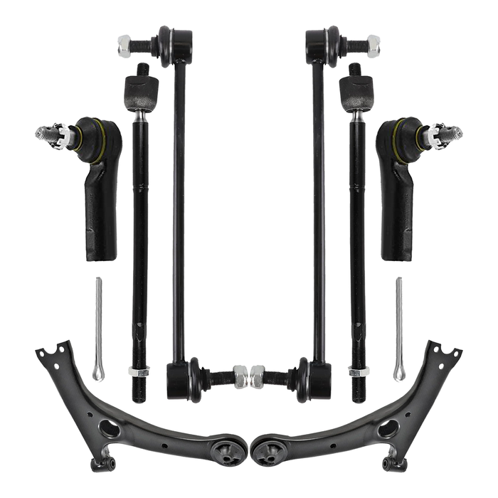 Shoxtec 8pc Suspension Kit Replacement for 2009-2013 Toyota Corolla 2009-2014 Toyota Matrix Includes 2 Sway Bars 2 Inner&Outer Tie Rod Ends 2 Front Lower Control Arms