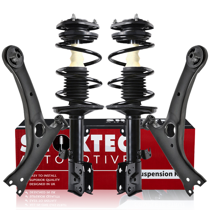 Shoxtec 4pc Front Suspension Shock Absorber Kits Replacement for 2009-2012 Toyota Corolla 2011-2013 Toyota Matrix AWD Only Includes 2 Complete Struts 2 Front Lower Control Arms