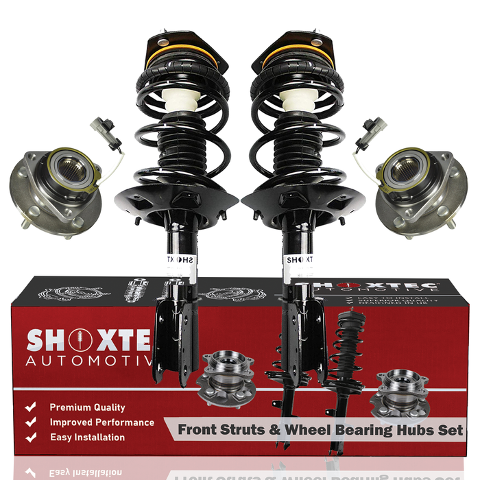 Shoxtec Front Struts Wheel Bearing Hubs Set Replacement for 05 Buick Allure Lacrosse; 01-05 Century; 01-04 Regal; 01-05 Chevrolet Impala; 01 03-07 Monte Carlo Repl. Part No. 171661 513179