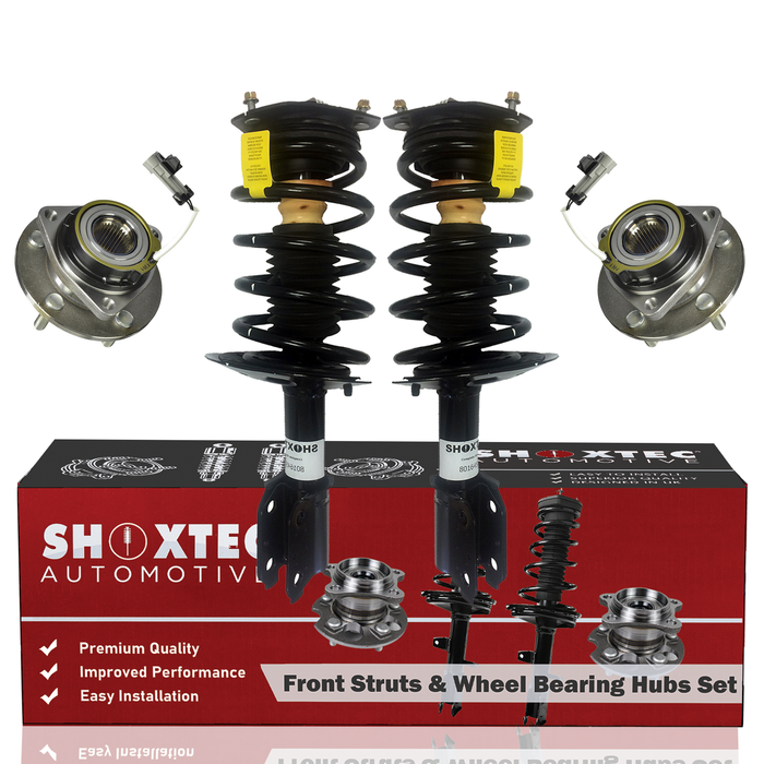 Shoxtec Front Struts Wheel Bearing Hubs Set Replacement for 2001 - 2005 Chevrolet Impala Repl. Part No. 171670 513179