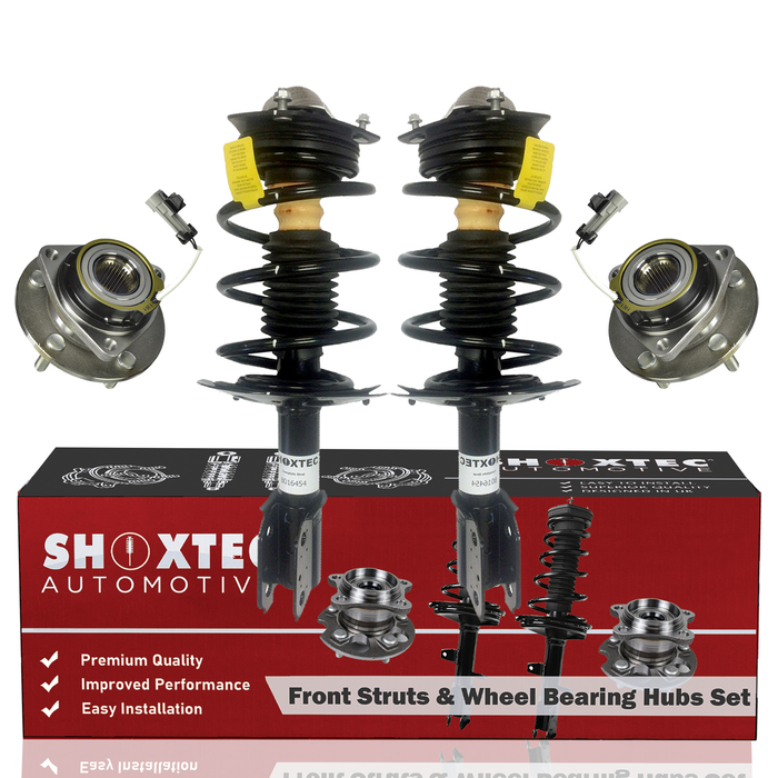 Shoxtec Front Struts Wheel Bearing Hubs Set Replacement for 2001-2005 Pontiac Montana; Replacement for 2001-2004 Oldsmobile Silhouette Repl. Part No. 271670 513179