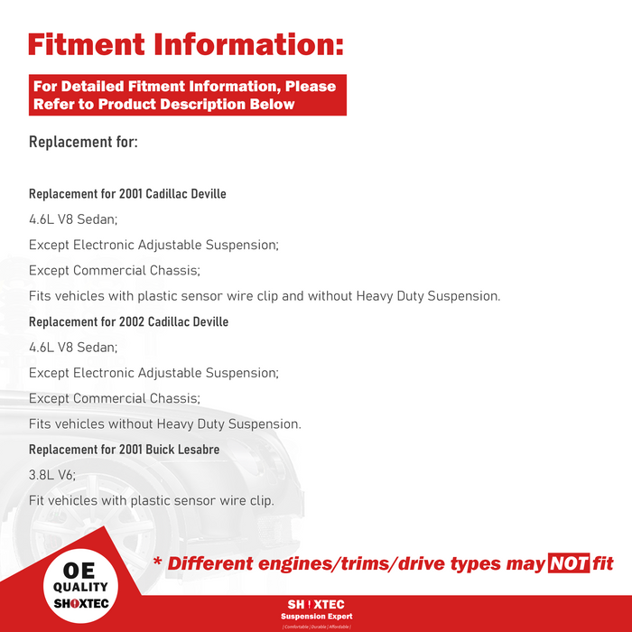 Shoxtec Front Struts Wheel Bearing Hubs Set Replacement for 2001-2002 Cadillac Deville; Replacement for 2001 Buick Lesabre Repl. Part No. 171685 513179