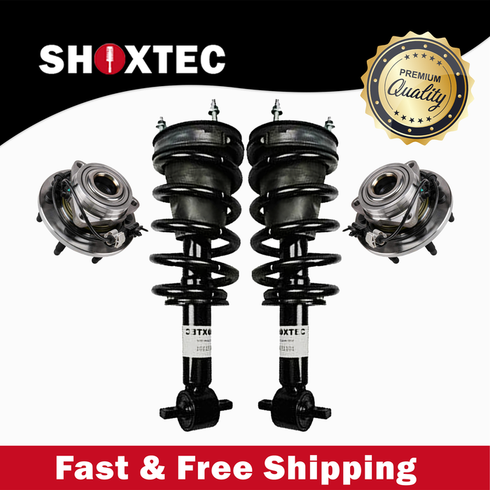 Shoxtec Front Struts Wheel Bearing Hubs Set Replacement for 2007-2013 Silverado 1500 4WD Only; Replacement for 2007-2013 GMC Sierra 1500 4WD Only Repl Part No. 139105 515096