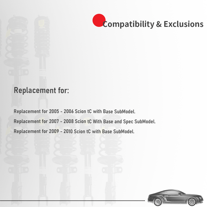 Shoxtec Par delantero completo de repuesto de conjunto de puntales para amortiguador de resorte helicoidal Scion tC 2005-2010 Repl. número de pieza 172391 172390…