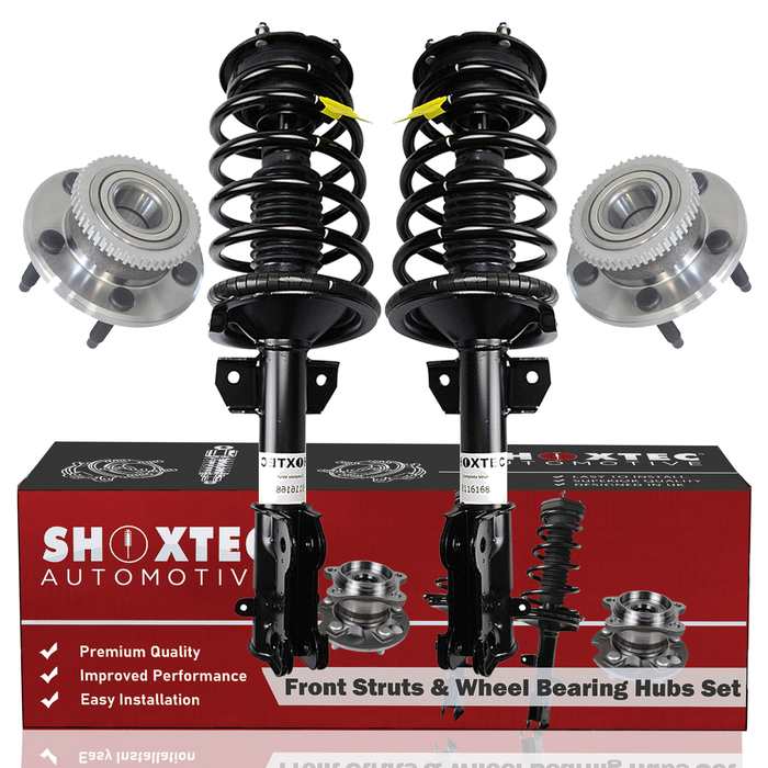 Shoxtec Front Struts Wheel Bearing Hubs Set Replacement for 2005 - 2010 Ford Mustang Repl. Part No. 172138 513221