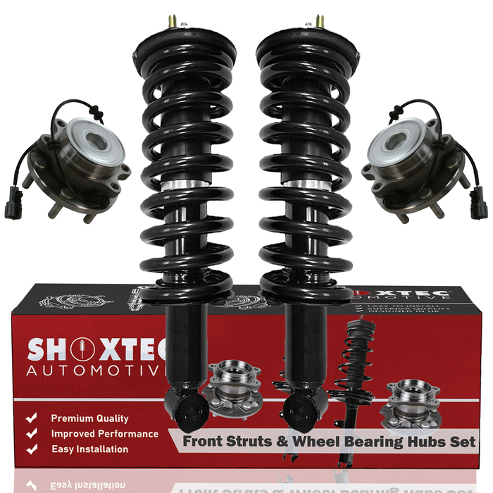 Shoxtec Front Struts Wheel Bearing Hubs Set Replacement for 2005-2012 Nissan Pathfinder 4.0L, 5.6L; Replacement for 2005-2015 Nissan Xterra 4.0L RWD only Repl Part No. 171103 515064