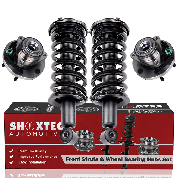 Shoxtec Front Struts Wheel Bearing Hubs Set Replacement for 2004-2007 Nissan Titan 4WD Without off road package Repl Part No. 171358 515066