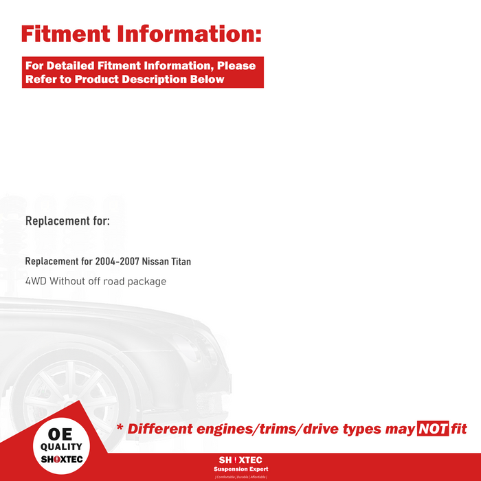 Shoxtec Front Struts Wheel Bearing Hubs Set Replacement for 2004-2007 Nissan Titan 4WD Without off road package Repl Part No. 171358 515066