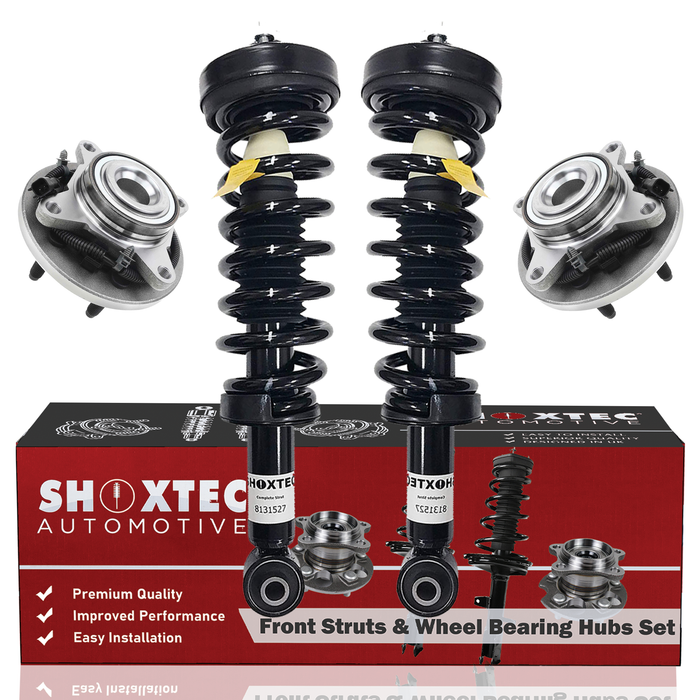 Shoxtec Front Struts Wheel Bearing Hubs Set Replacement for 2011-2013 Ford F-150 RWD models with 6 stud hub Repl Part No. 171140 515143