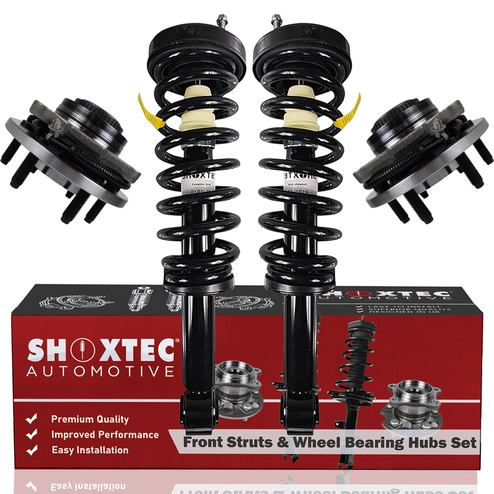 Shoxtec Front Struts Wheel Bearing Hubs Set Replacement for 2009-2010 Ford F-150 4WD models with 6 stud hub Repl Part No. 171141 515119