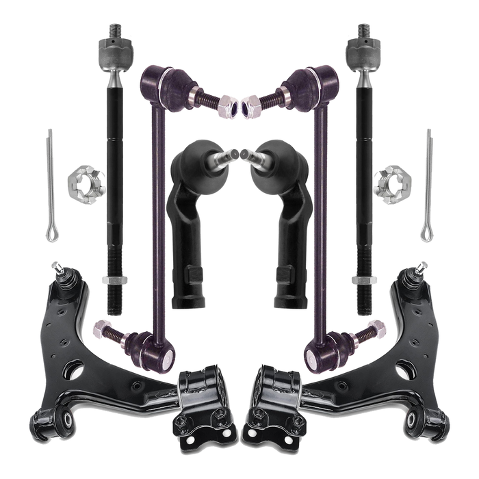 Shoxtec 8pc Suspension Kit Replacement for 2004-2009 Mazda 3 Includes 2 Sway Bars 2 Inner&Outer Tie Rod Ends 2 Lower Control Arms and Ball Joints Assembly