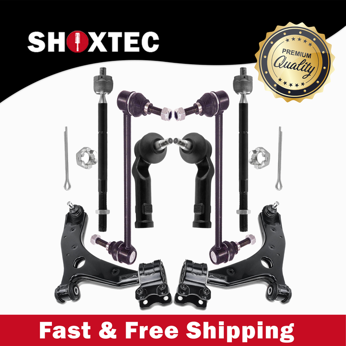 Shoxtec 8pc Suspension Kit Replacement for 2004-2009 Mazda 3 Includes 2 Sway Bars 2 Inner&Outer Tie Rod Ends 2 Lower Control Arms and Ball Joints Assembly