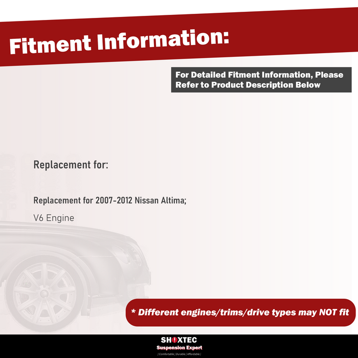 Shoxtec 4pc Front Suspension Shock Absorber Kits Replacement for 2007-2012 Nissan Altima V6 Engine includes 2 Complete Struts 2 Front Sway Bar End Link