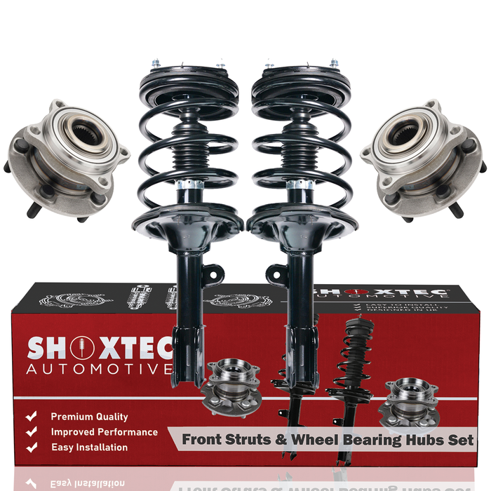 Shoxtec Front Struts Wheel Bearing Hubs Set Replacement for 2007-2009 Hyundai Santa Fe GLS; Limited; SE Repl. Part No. 272300 272299 513266