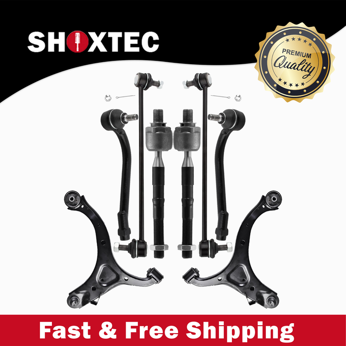 Shoxtec 8pc Suspension Kit Replacement for 2007-2012 Hyundai Santa Fe Includes 2 Sway Bars 2 Inner 2 Outer Tie Rod Ends 2 Lower Control Arms and Ball Joints Assembly