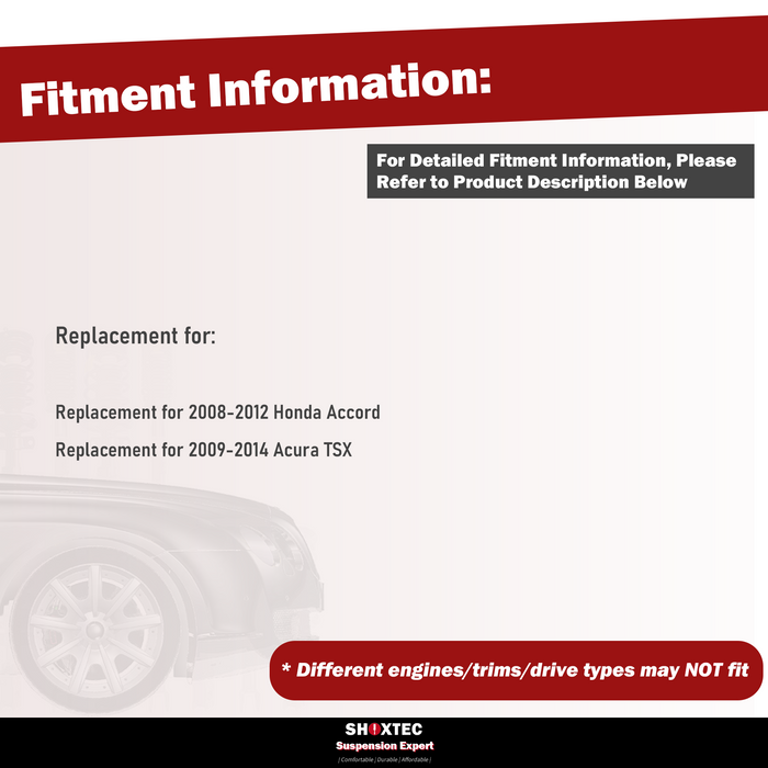 Shoxtec 8pc Suspension Kit Replacement for 2008-2012 Honda Accord 2009-2014 Acura TSX Includes 2 Sway Bars 2 Upper Control Arms 2 Lower Control Arms 2 Lower Ball Joints