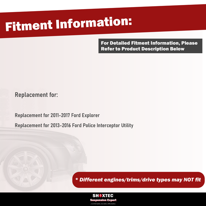 Shoxtec 8pc Suspension Kit Replacement for 2011-2017 Ford Explorer; 2013-2016 Ford Police Interceptor Utility Includes 2 Sway Bars 2 Inner 2 Outer Tie Rod Ends 2 Lower Control Arms&Ball Joints