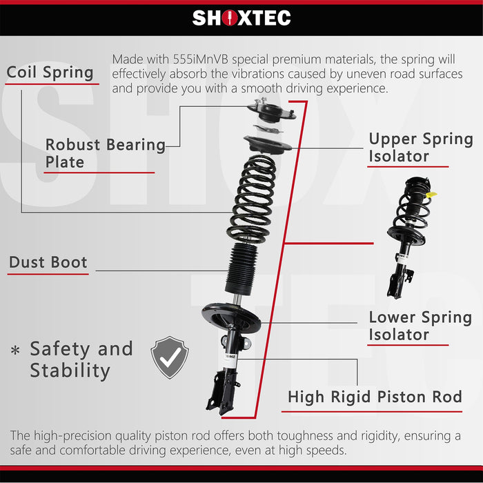 Shoxtec Full Set Complete Strut Shock Absorbers Replacement for 2011 Dodge Challenger; Replacement for 2011 Dodge Charger; RWD Only Replacement for 2014-2019 Dodge Charger; RWD Only