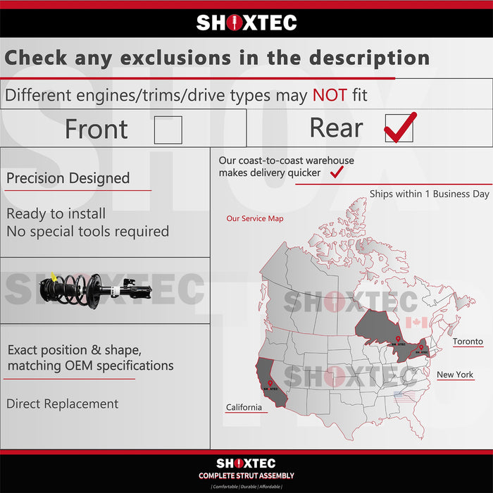 Shoxtec Rear Complete Struts Assembly Replacement for 2005-2007 Subaru Outback Coil Spring Shock Absorber Repl. part no 272567